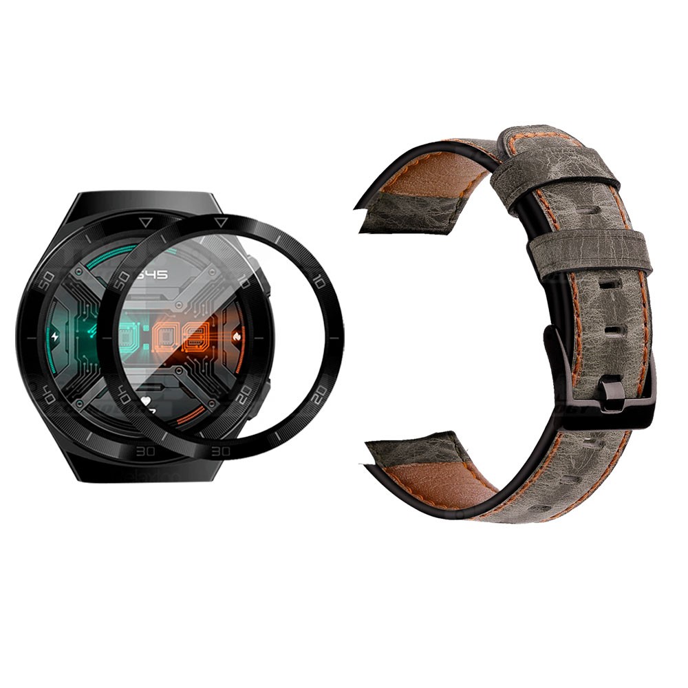 Vidrio Templado Cerámico Y Correa de cuero Smartwatch Reloj Inteligente Huawei Gt2E