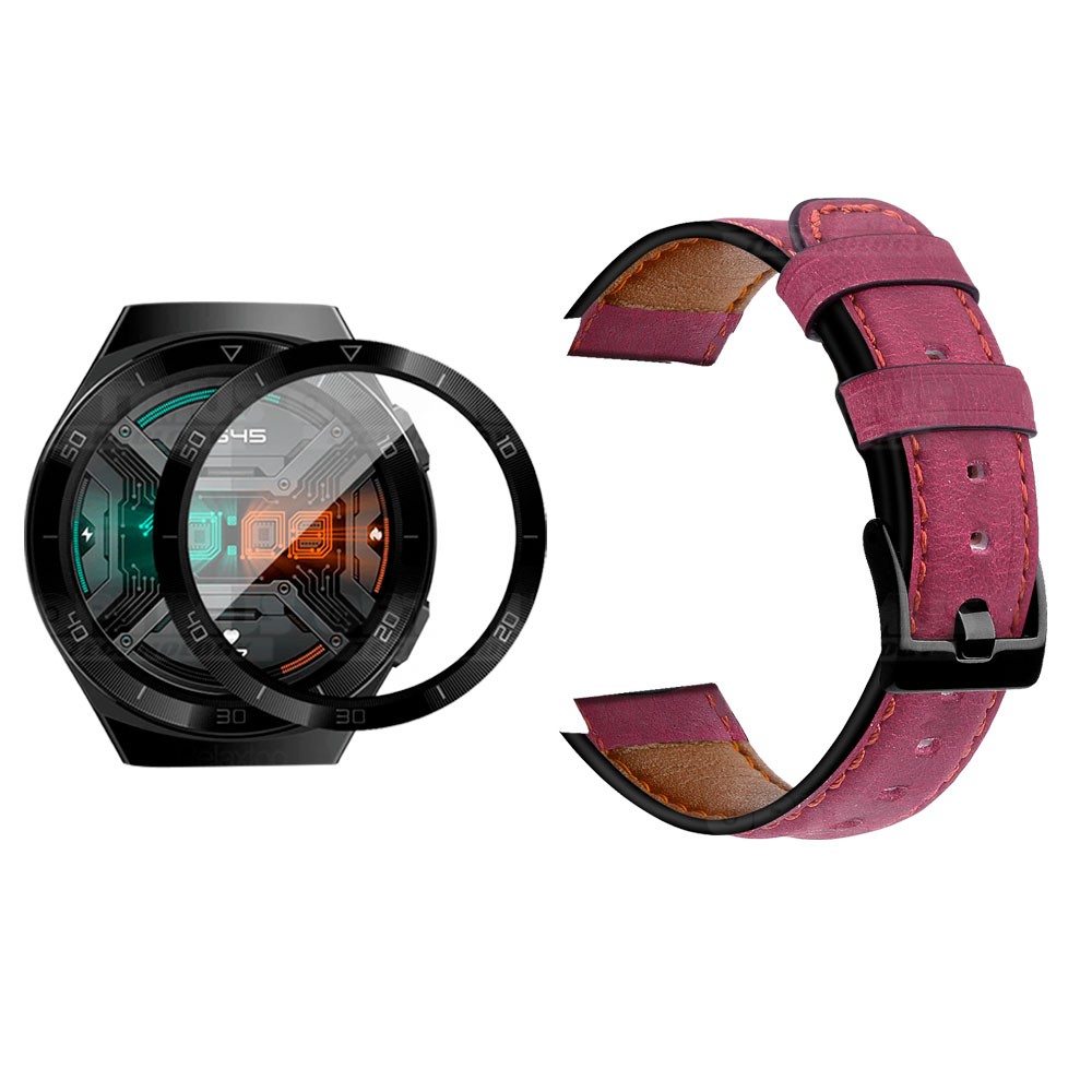 Vidrio Templado Cerámico Y Correa de cuero Smartwatch Reloj Inteligente Huawei Gt2E