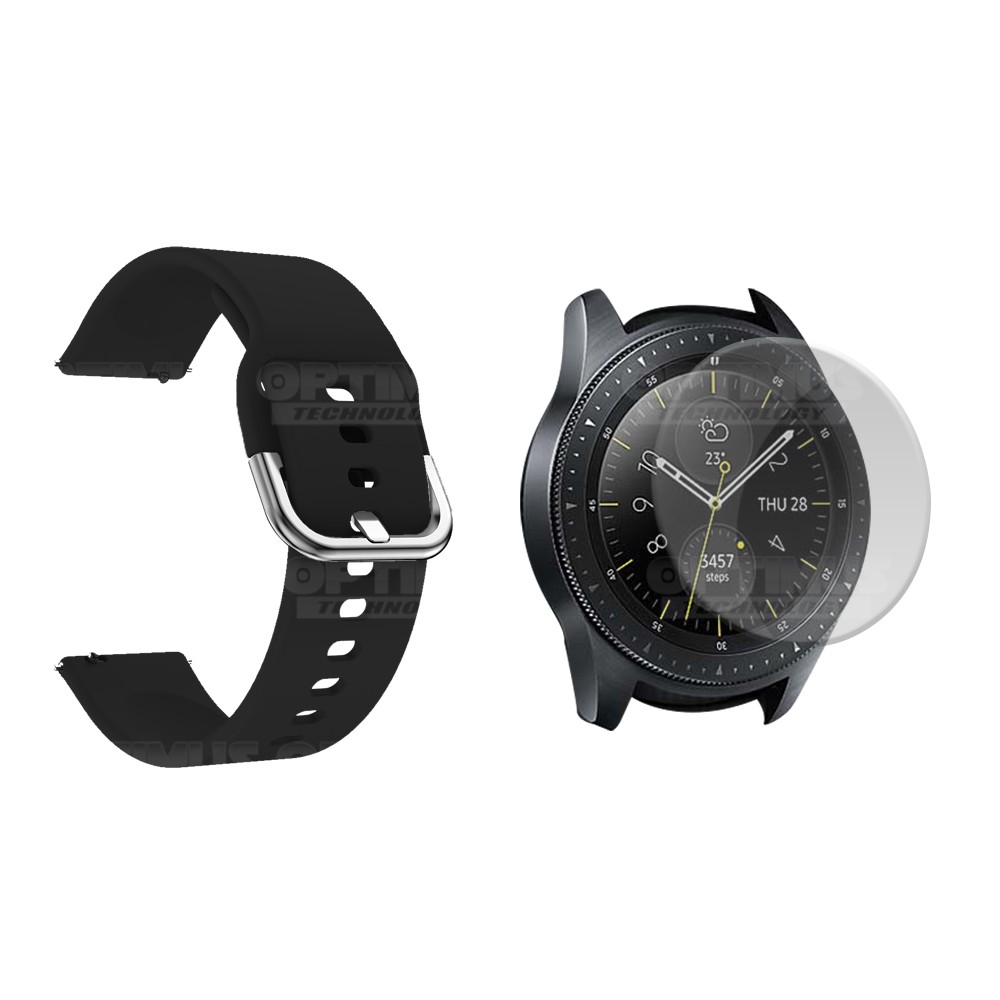 Kit Correa Pulso Y Vidrio Screen Protector Para Reloj Samsung Galaxy Watch 42mm | OPTIMUS TECHNOLOGY™ | CRR-VTP-SS-GW42 |