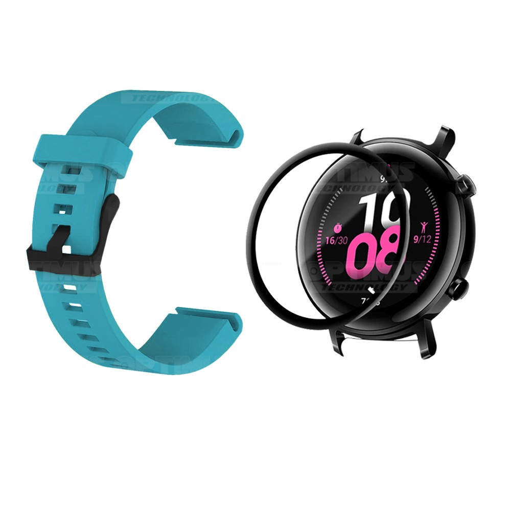 Kit Manilla Correa Y Vidrio Templado Cerámico Protector Para Reloj Huawei Gt2 42mm OPTIMUS TECHNOLOGY™ - 1