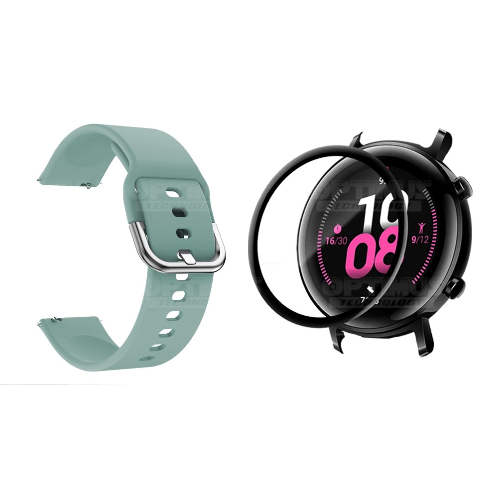 Kit Pulso Banda Y Vidrio Templado Cerámico Protector Para Reloj Huawei Gt2 42mm | OPTIMUS TECHNOLOGY™ | CRR-VTP-HW-GT2-42 |