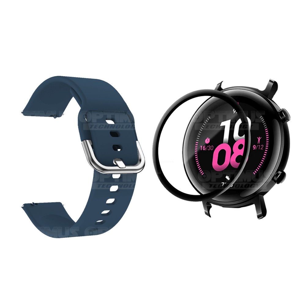 Kit Pulso Banda Y Vidrio Templado Cerámico Protector Para Reloj Huawei Gt2 42mm | OPTIMUS TECHNOLOGY™ | CRR-VTP-HW-GT2-42 |