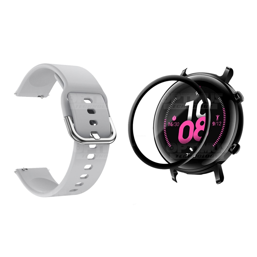 Kit Pulso Banda Y Vidrio Templado Cerámico Protector Para Reloj Huawei Gt2 42mm | OPTIMUS TECHNOLOGY™ | CRR-VTP-HW-GT2-42 |