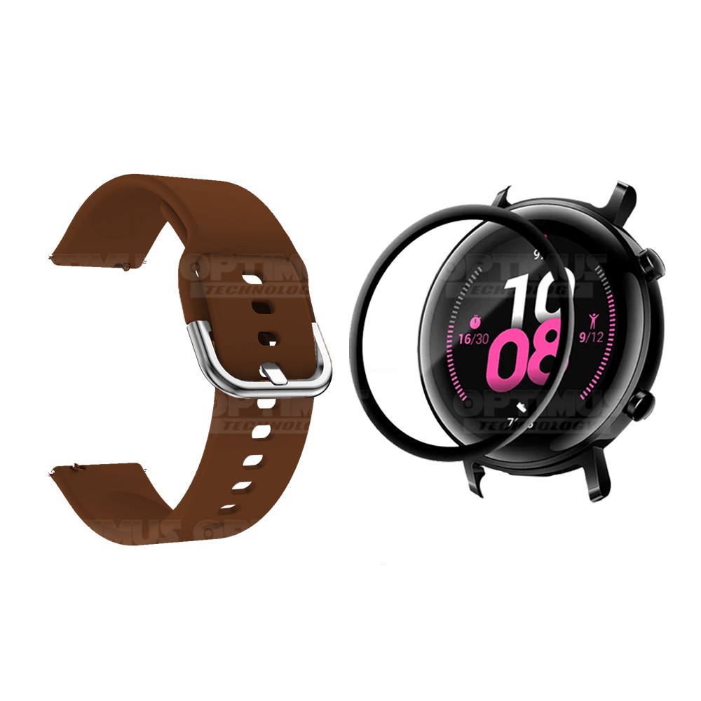 Kit Pulso Banda Y Vidrio Templado Cerámico Protector Para Reloj Huawei Gt2 42mm | OPTIMUS TECHNOLOGY™ | CRR-VTP-HW-GT2-42 |