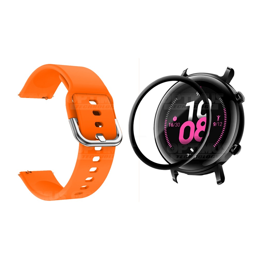 Kit Pulso Banda Y Vidrio Templado Cerámico Protector Para Reloj Huawei Gt2 42mm | OPTIMUS TECHNOLOGY™ | CRR-VTP-HW-GT2-42 |