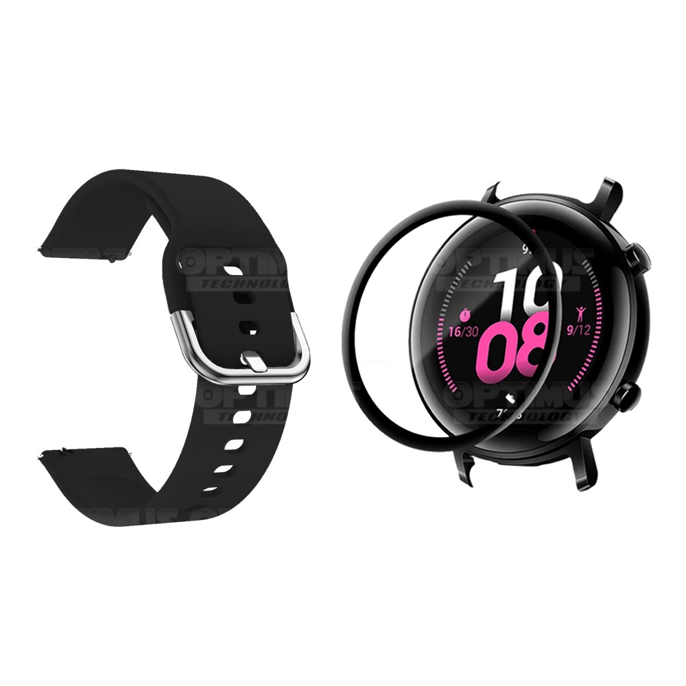 Kit Pulso Banda Y Vidrio Templado Cerámico Protector Para Reloj Huawei Gt2 42mm | OPTIMUS TECHNOLOGY™ | CRR-VTP-HW-GT2-42 |