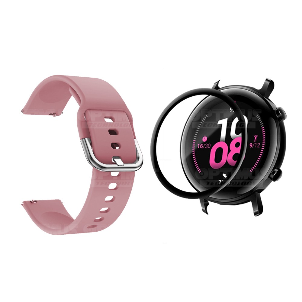 Kit Pulso Banda Y Vidrio Templado Cerámico Protector Para Reloj Huawei Gt2 42mm | OPTIMUS TECHNOLOGY™ | CRR-VTP-HW-GT2-42 |