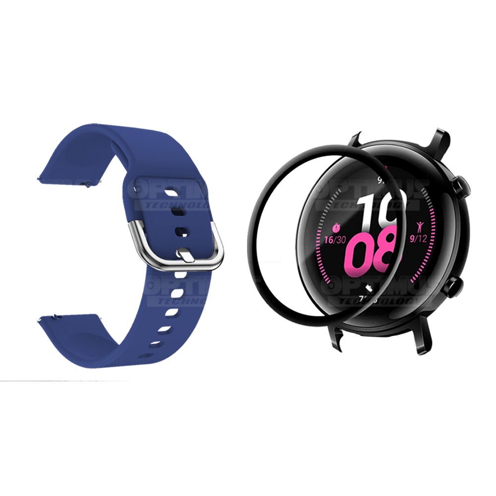 Kit Pulso Banda Y Vidrio Templado Cerámico Protector Para Reloj Huawei Gt2 42mm | OPTIMUS TECHNOLOGY™ | CRR-VTP-HW-GT2-42 |