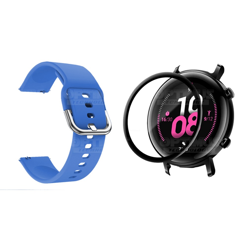 Kit Pulso Banda Y Vidrio Templado Cerámico Protector Para Reloj Huawei Gt2 42mm | OPTIMUS TECHNOLOGY™ | CRR-VTP-HW-GT2-42 |