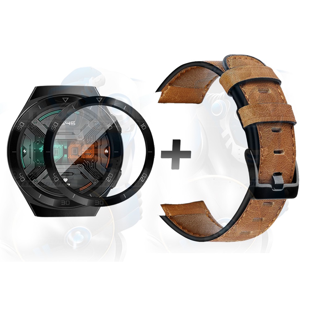 Vidrio Templado Cerámico Y Correa de cuero Smartwatch Reloj Inteligente Huawei Gt2E | OPTIMUS TECHNOLOGY™ | CRRC-VTP-HW-GT2E |
