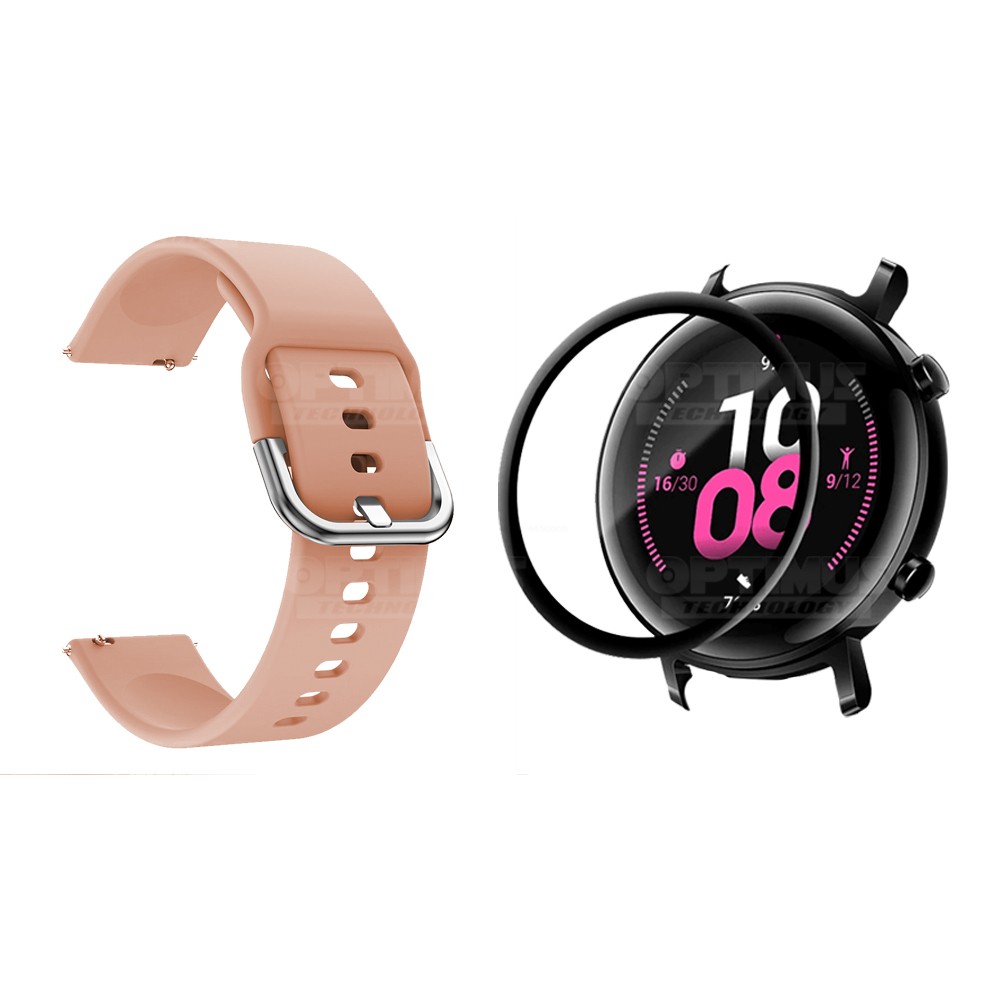 Kit Pulso Banda Y Vidrio Templado Cerámico Protector Para Reloj Huawei Gt2 42mm | OPTIMUS TECHNOLOGY™ | CRR-VTP-HW-GT2-42 |
