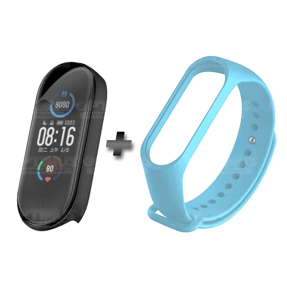 Kit Correa Banda y Buff Screen Protector de Reloj inteligente Xiaomi Mi band 5 | OPTIMUS TECHNOLOGY™ | CRR-BFF-XMI-MB-5 |