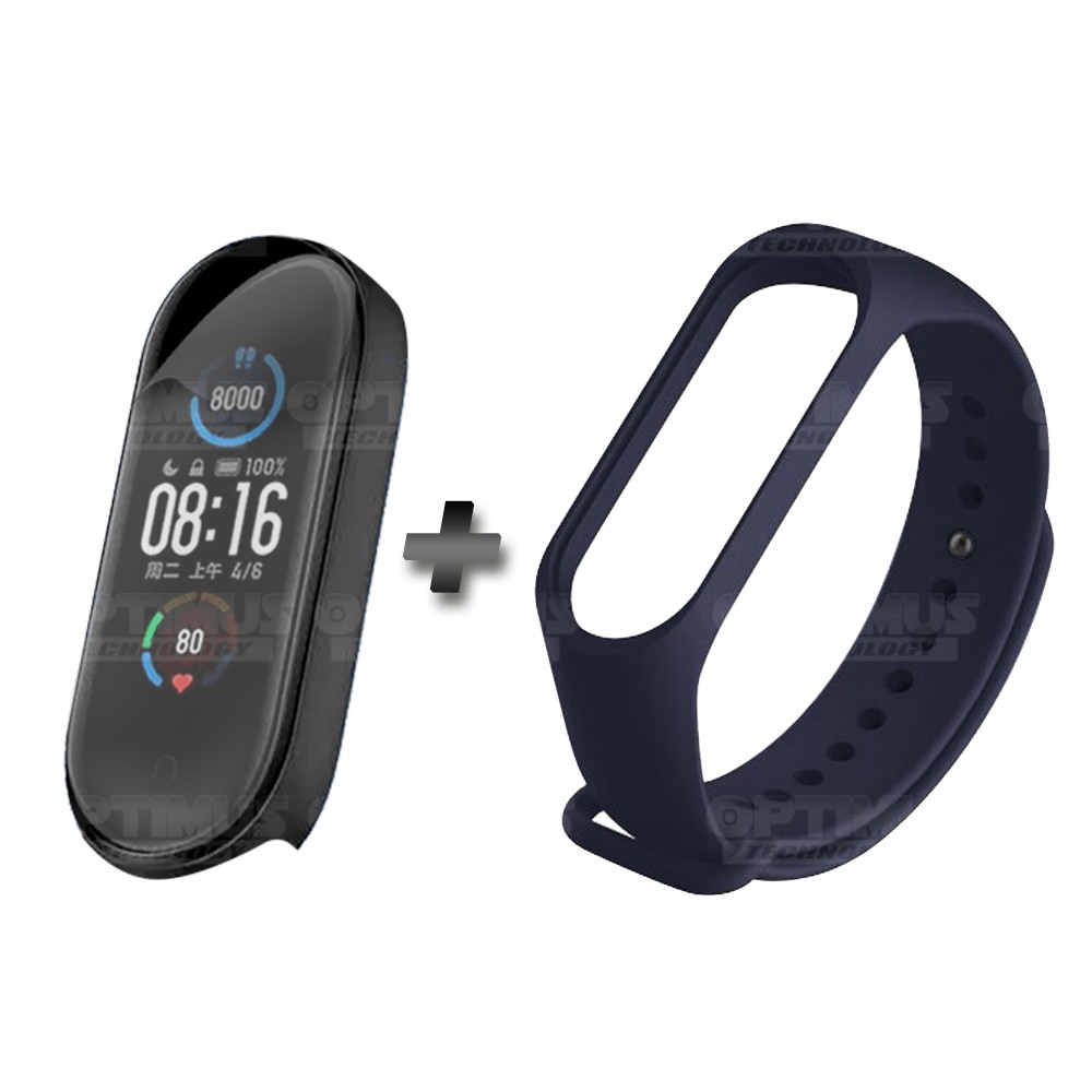 Kit Correa Banda y Buff Screen Protector de Reloj inteligente Xiaomi Mi band 5 | OPTIMUS TECHNOLOGY™ | CRR-BFF-XMI-MB-5 |