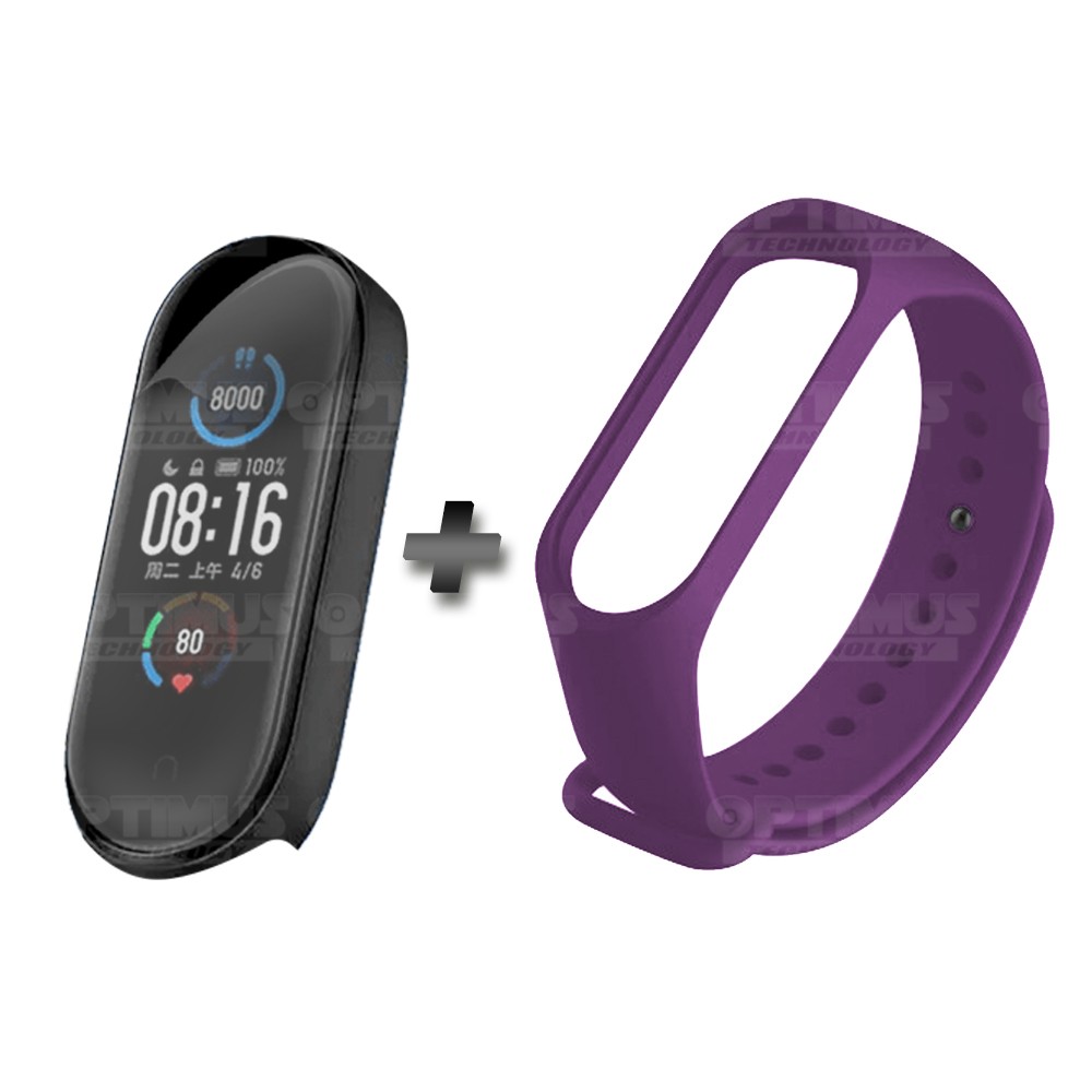 Kit Correa Banda y Buff Screen Protector de Reloj inteligente Xiaomi Mi band 5 | OPTIMUS TECHNOLOGY™ | CRR-BFF-XMI-MB-5 |
