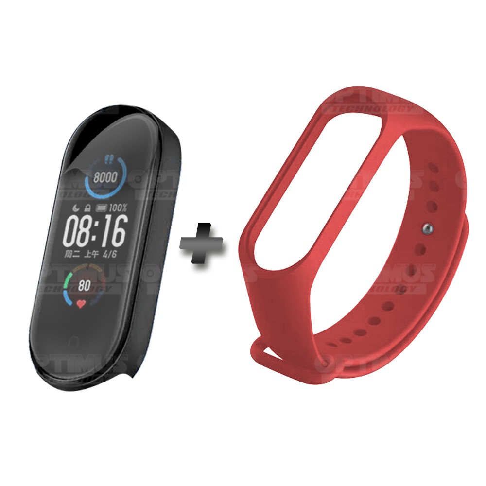 Kit Correa Banda y Buff Screen Protector de Reloj inteligente Xiaomi Mi band 5 | OPTIMUS TECHNOLOGY™ | CRR-BFF-XMI-MB-5 |