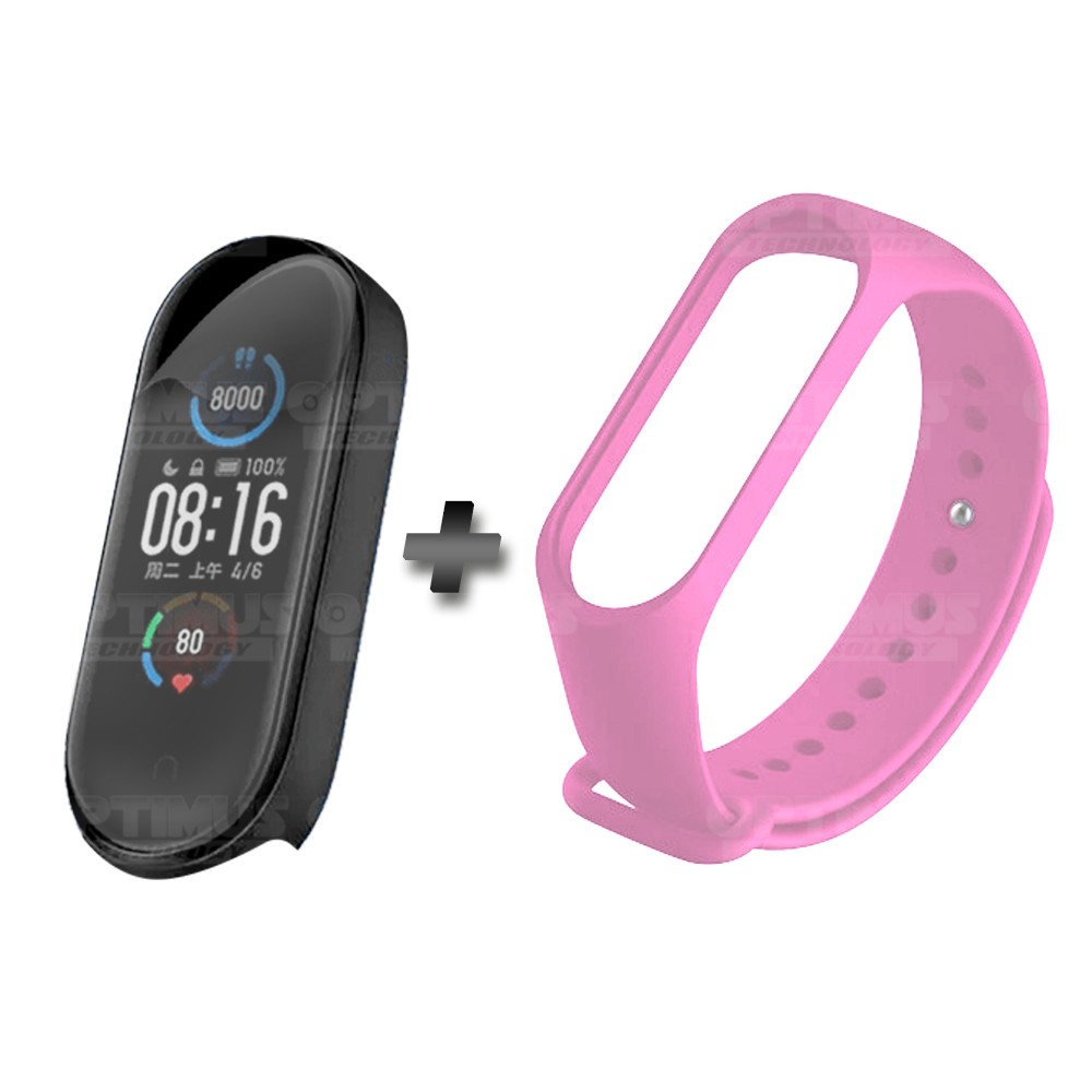 Kit Correa Banda y Buff Screen Protector de Reloj inteligente Xiaomi Mi band 5 | OPTIMUS TECHNOLOGY™ | CRR-BFF-XMI-MB-5 |