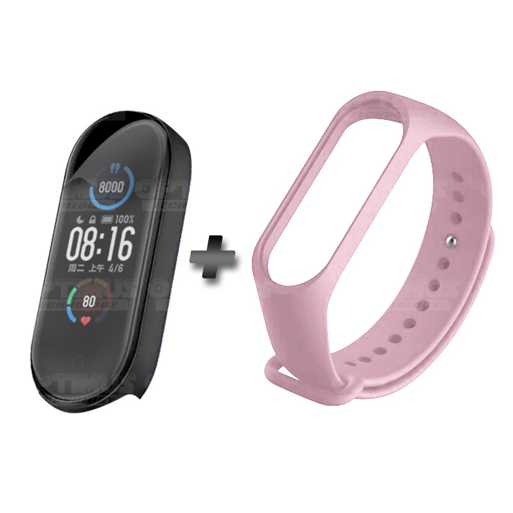 Kit Correa Banda y Buff Screen Protector de Reloj inteligente Xiaomi Mi band 5 | OPTIMUS TECHNOLOGY™ | CRR-BFF-XMI-MB-5 |