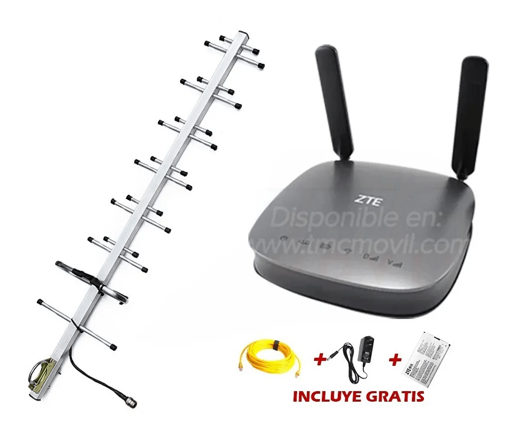 KIT Antena Amplificadora De Señal Road MiniPRO 60 Db Con Enrutador Modem ZTE MF275u | ZTE COLOMBIA | KT-RMP60-MF275U |