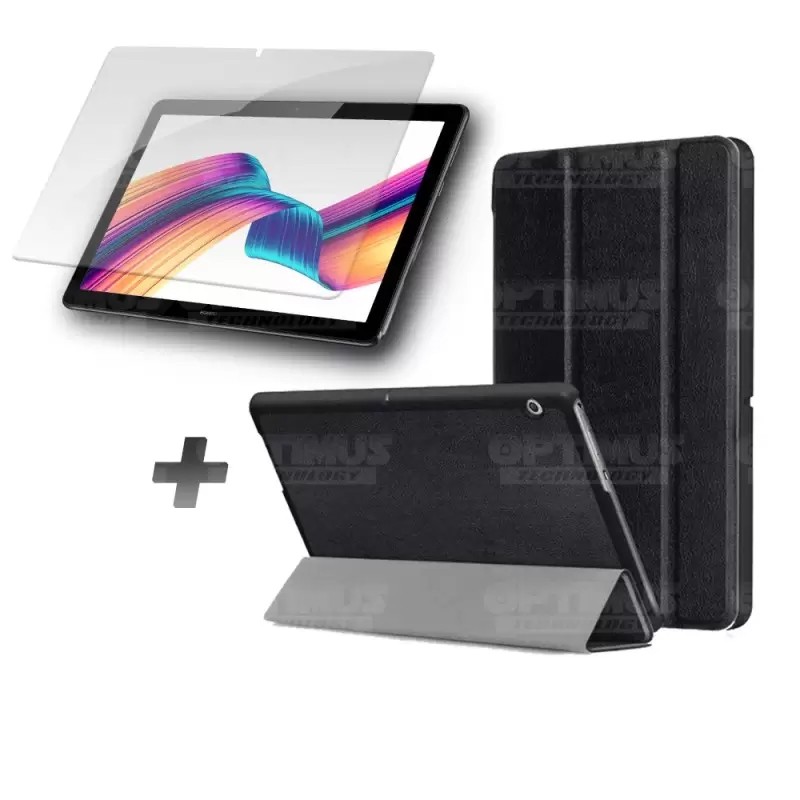 Kit Vidrio Templado y Estuche Forro Protector Acrílico y Sintético Tablet Huawei T5-10