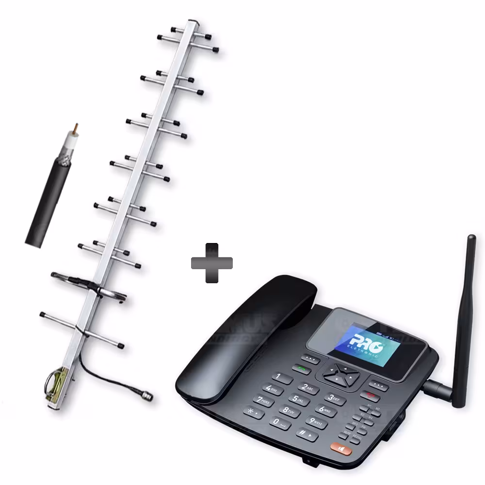 Kit Rural Antena Amplificadora de señal Road Minipro 60 Db Y Celular De Mesa Teléfono ProElectronic Procs-5040w PROELECTRONIC CO