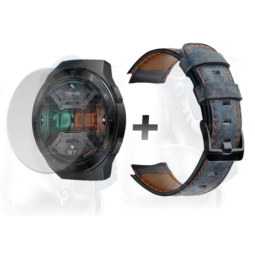 Buff Film Screen Protector Y Correa de cuero Smartwatch Reloj Inteligente Huawei Gt2E | OPTIMUS TECHNOLOGY™ | CRRC-BFF-HW-GT2E |
