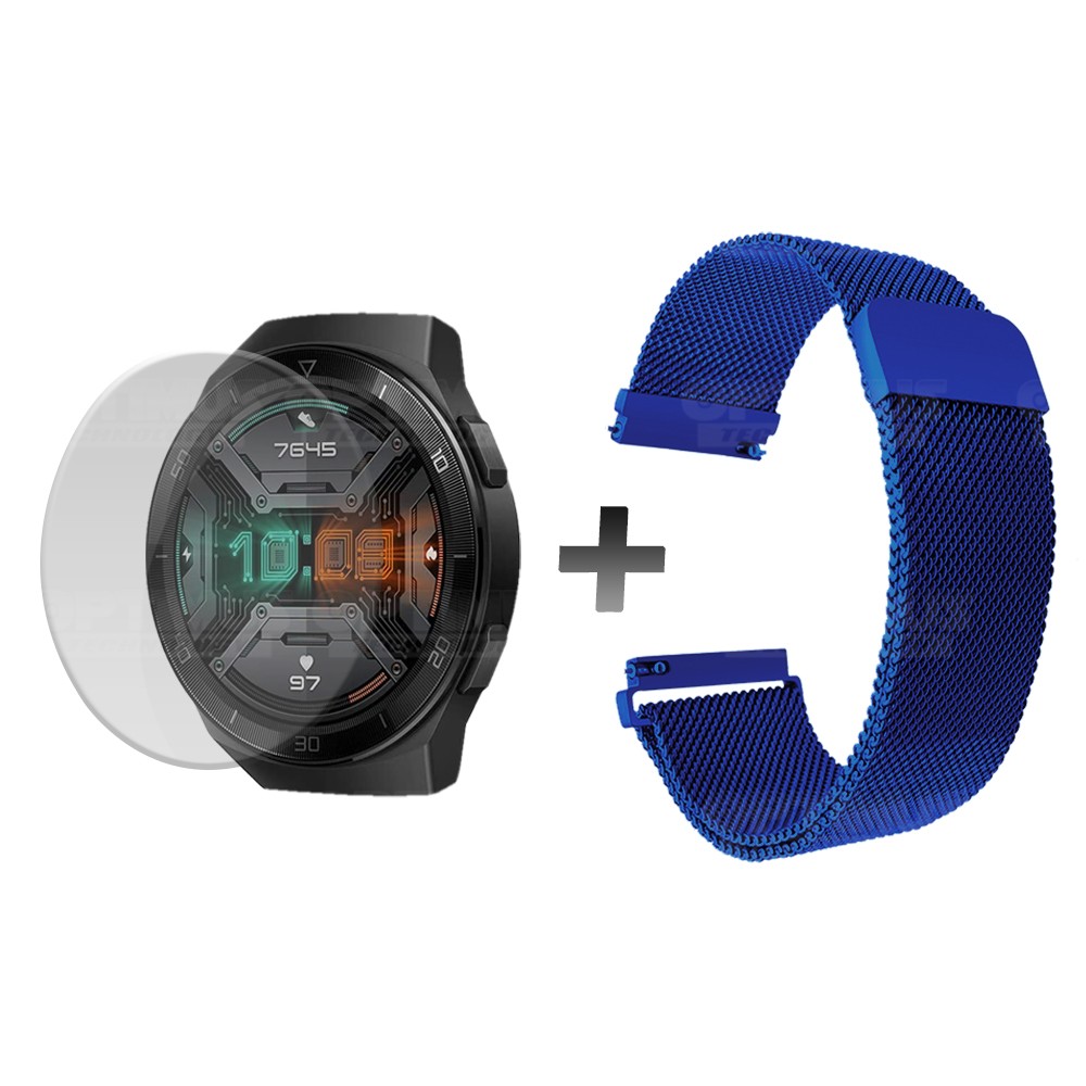 Buff Film Screen Protector Y Correa Magnética Acero Inoxidable Smartwatch Reloj Inteligente Huawei Gt2E OPTIMUS TECHNOLOGY™ - 3