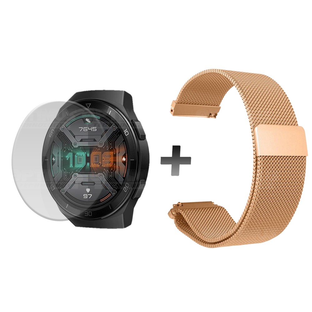 Buff Film Screen Protector Y Correa Magnética Acero Inoxidable Smartwatch Reloj Inteligente Huawei Gt2E OPTIMUS TECHNOLOGY™ - 5