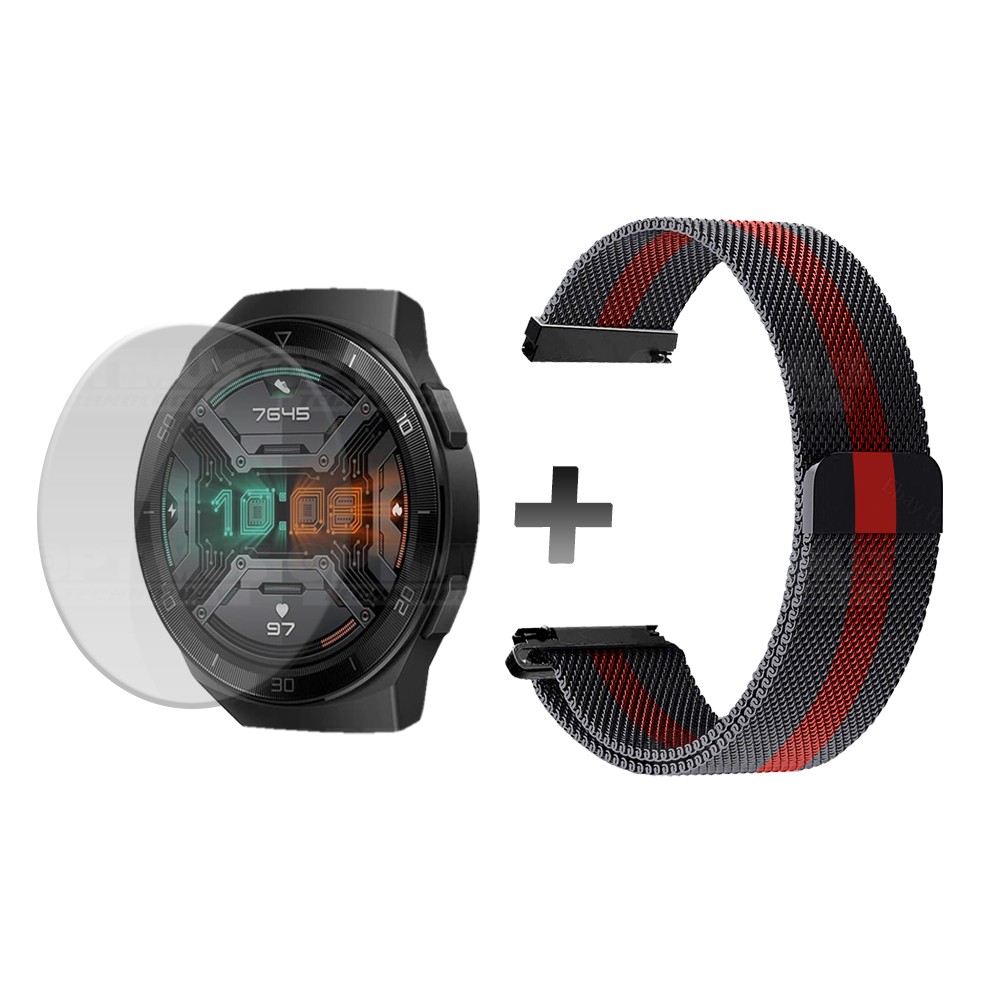 Buff Film Screen Protector Y Correa Magnética Acero Inoxidable Smartwatch Reloj Inteligente Huawei Gt2E OPTIMUS TECHNOLOGY™ - 1