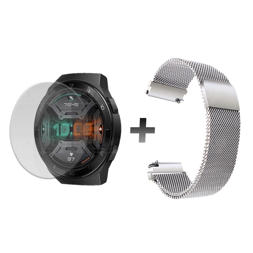 Buff Film Screen Protector Y Correa Magnética Acero Inoxidable Smartwatch Reloj Inteligente Huawei Gt2E OPTIMUS TECHNOLOGY™ - 9