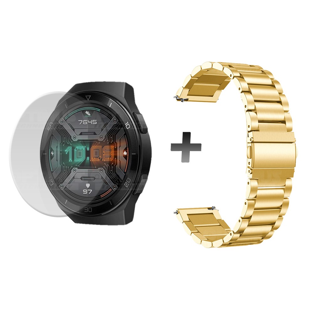 Buff Film Screen Protector Y Correa de Metal Inoxidable Smartwatch Reloj Inteligente Huawei Gt2E OPTIMUS TECHNOLOGY™ - 1
