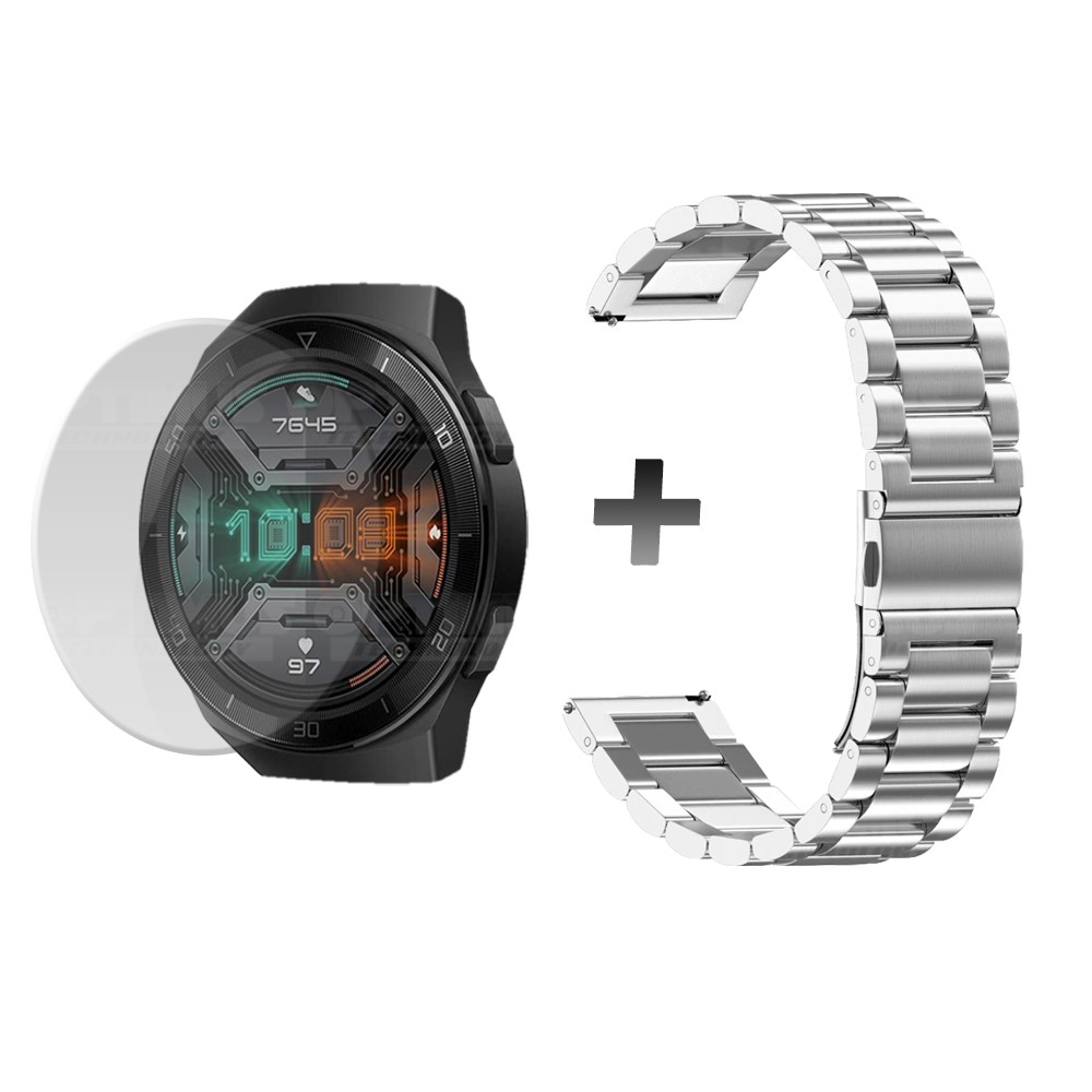 Buff Film Screen Protector Y Correa de Metal Inoxidable Smartwatch Reloj Inteligente Huawei Gt2E OPTIMUS TECHNOLOGY™ - 4