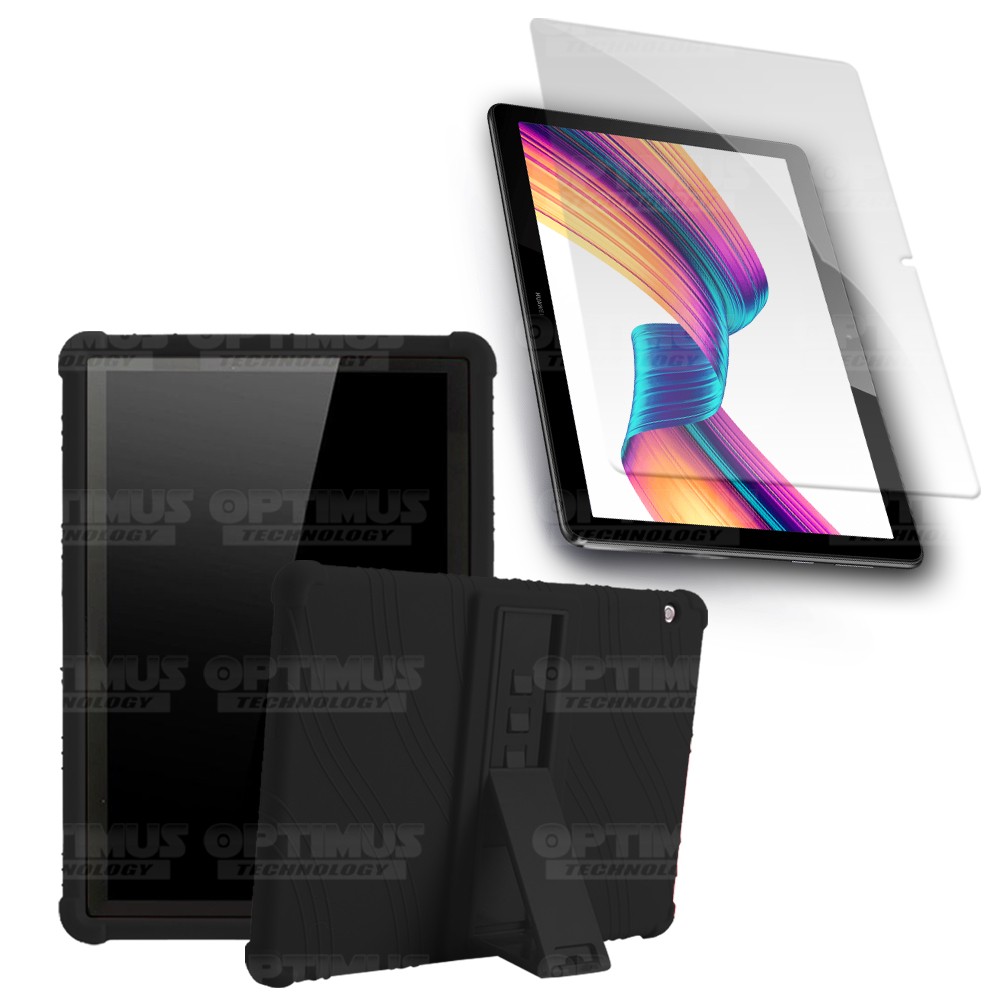 Combo Vidrio templado y Estuche Protector de goma antigolpes con soporte Tablet Huawei T3-10 OPTIMUS TECHNOLOGY™ - 11