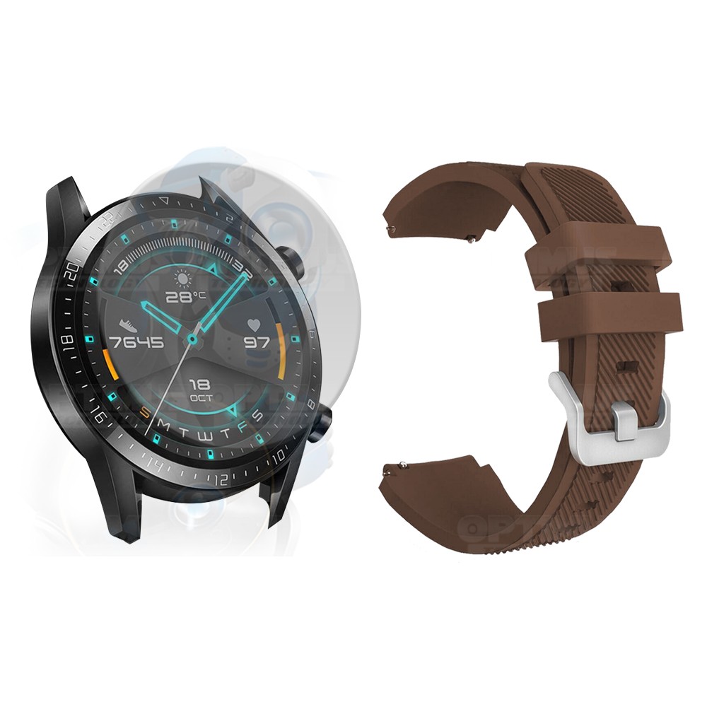 Kit Correa Pulso Manilla de Goma Y Vidrio Templado Huawei Gt 2 46mm | OPTIMUS TECHNOLOGY™ | CRRY-VTP-HW-GT2-46 |