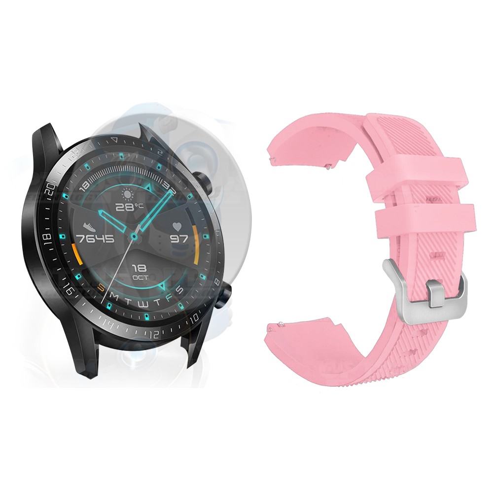 Kit Correa Pulso Manilla de Goma Y Vidrio Templado Huawei Gt 2 46mm | OPTIMUS TECHNOLOGY™ | CRRY-VTP-HW-GT2-46 |