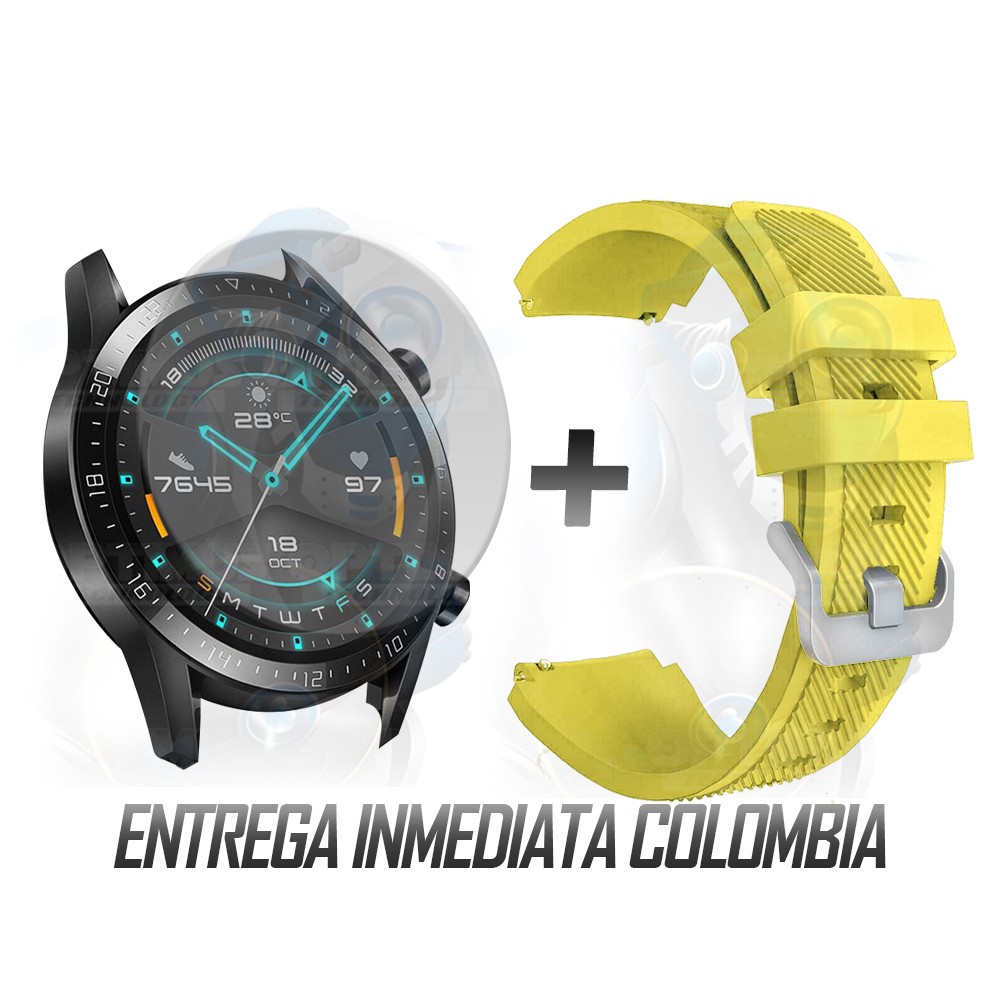 Kit Correa Pulso Manilla de Goma Y Vidrio Templado Huawei Gt 2 46mm | OPTIMUS TECHNOLOGY™ | CRRY-VTP-HW-GT2-46 |