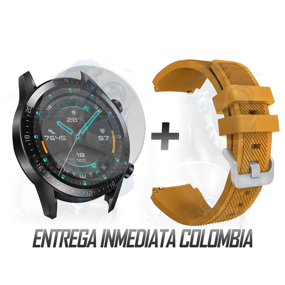 Kit Correa Pulso Manilla de Goma Y Vidrio Templado Huawei Gt 2 46mm | OPTIMUS TECHNOLOGY™ | CRRY-VTP-HW-GT2-46 |