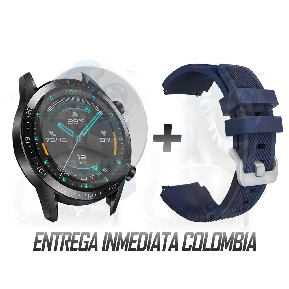 Kit Correa Pulso Manilla de Goma Y Vidrio Templado Huawei Gt 2 46mm | OPTIMUS TECHNOLOGY™ | CRRY-VTP-HW-GT2-46 |