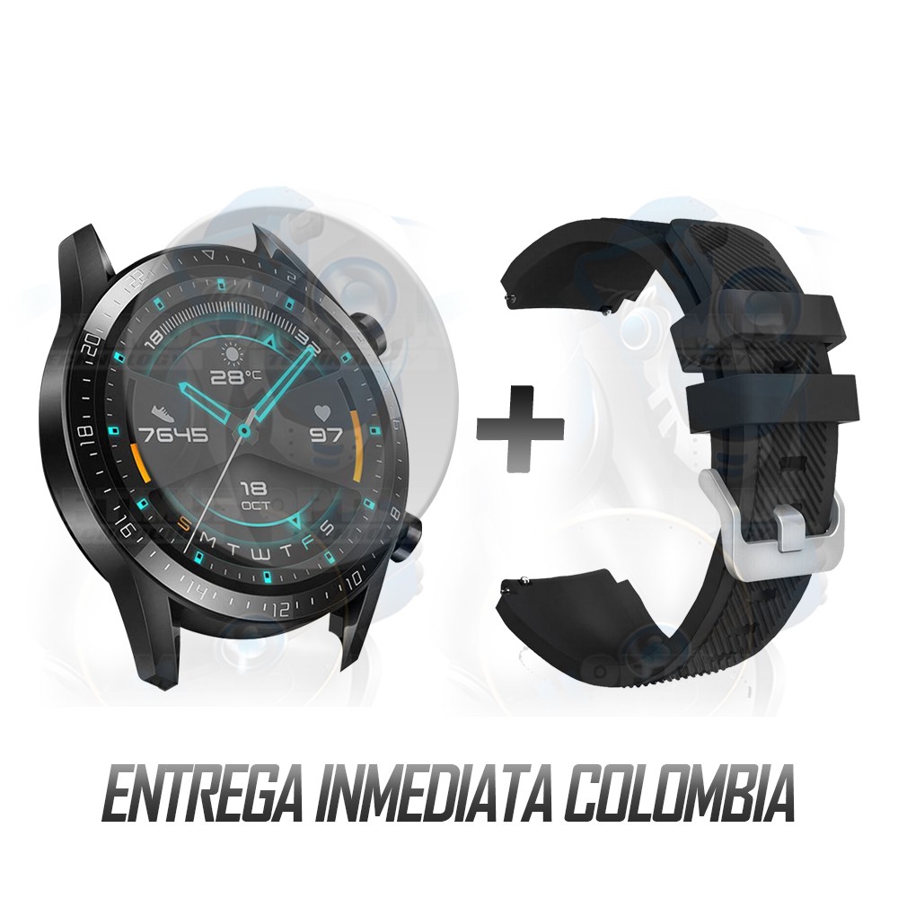 Kit Correa Pulso Manilla de Goma Y Vidrio Templado Huawei Gt 2 46mm | OPTIMUS TECHNOLOGY™ | CRRY-VTP-HW-GT2-46 |