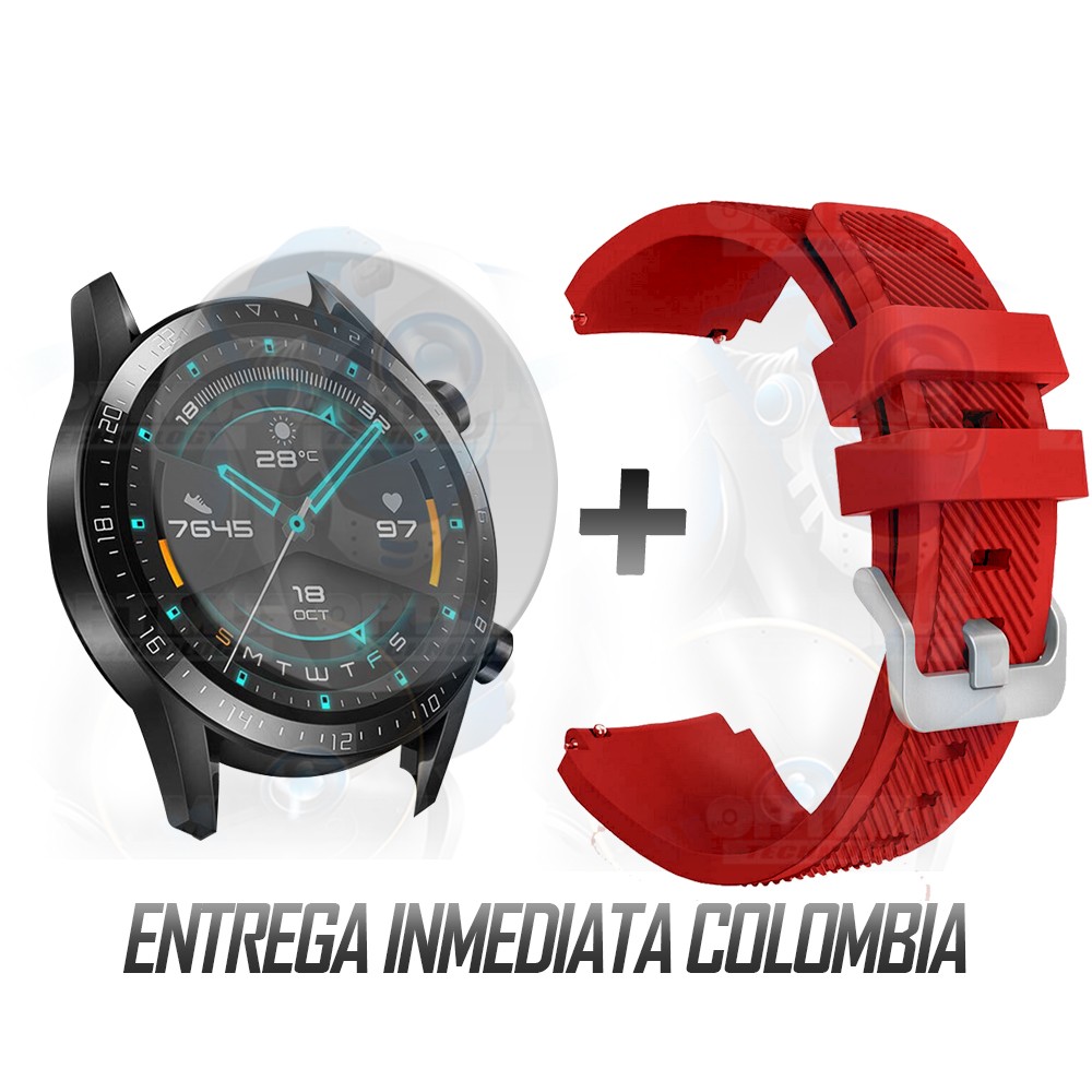 Kit Correa Pulso Manilla de Goma Y Vidrio Templado Huawei Gt 2 46mm | OPTIMUS TECHNOLOGY™ | CRRY-VTP-HW-GT2-46 |