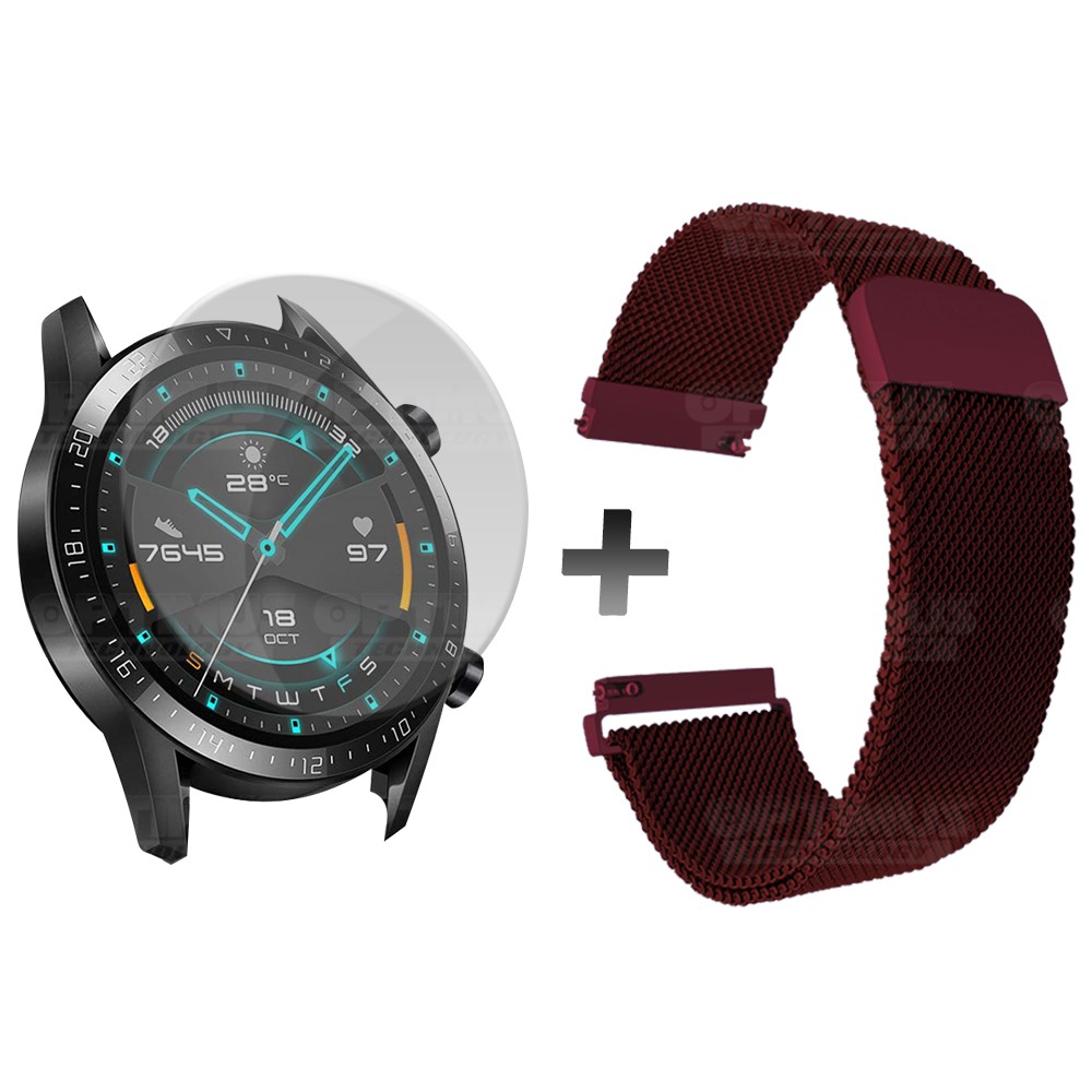 Kit Manilla Pulso Correa Magnética de color Y Vidrio Templado Huawei GT 2 46mm | OPTIMUS TECHNOLOGY™ | CRR-MG-VTP-HW-GT2-46 |