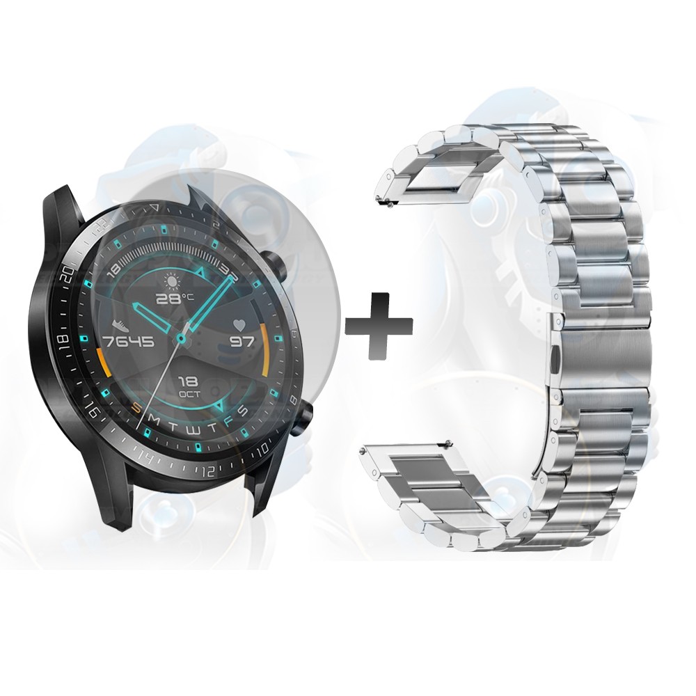 Vidrio Templado Y Correa De Metal Smartwatch Reloj Inteligente Huawei Gt2 46mm | OPTIMUS TECHNOLOGY™ | CRR-MT-VTP-HW-GT2-46 |