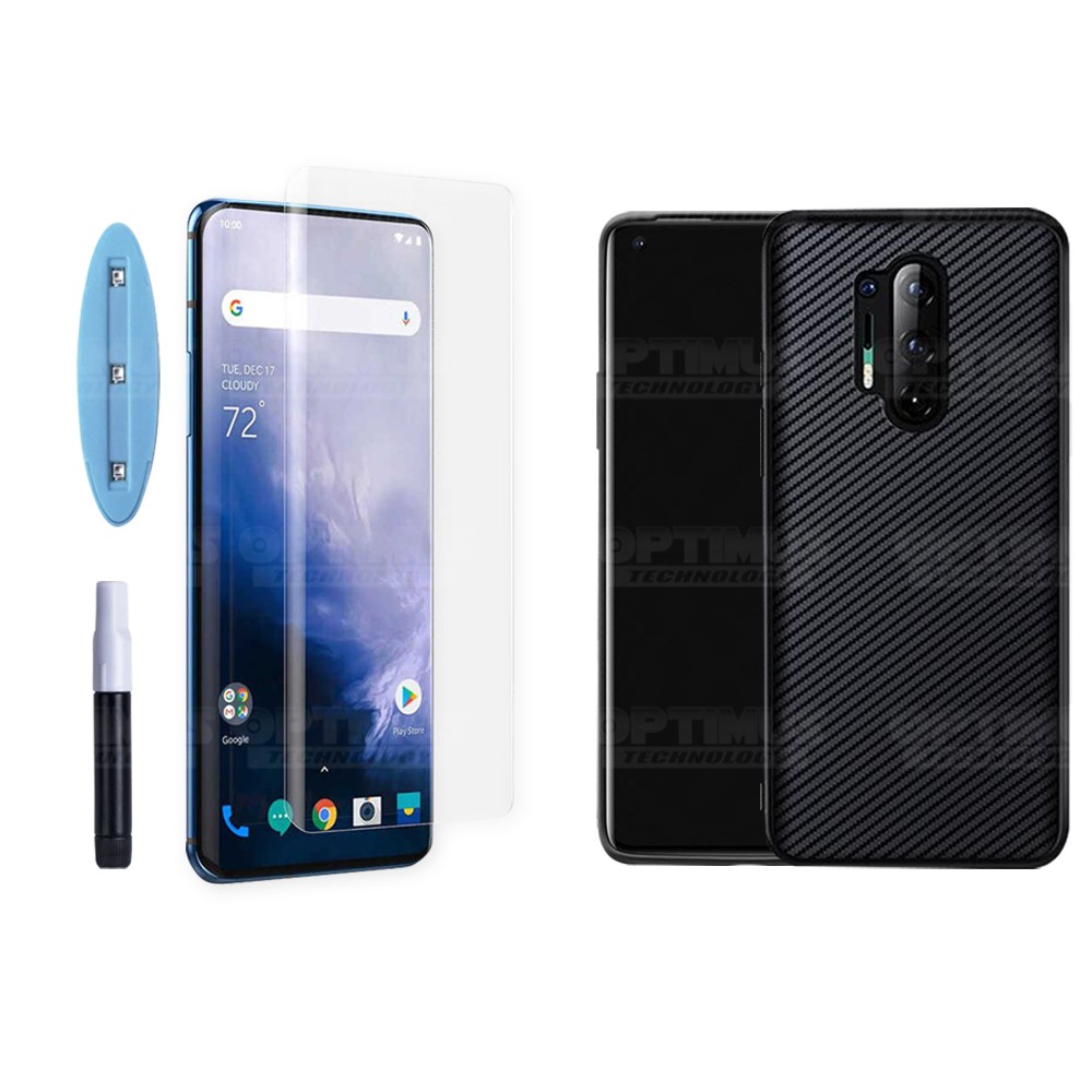 Kit Vidrio UV templado y Estuche Case Protector Oneplus 8 Pro | OPTIMUS TECHNOLOGY™ | EST-UV-OP-8-PRO |