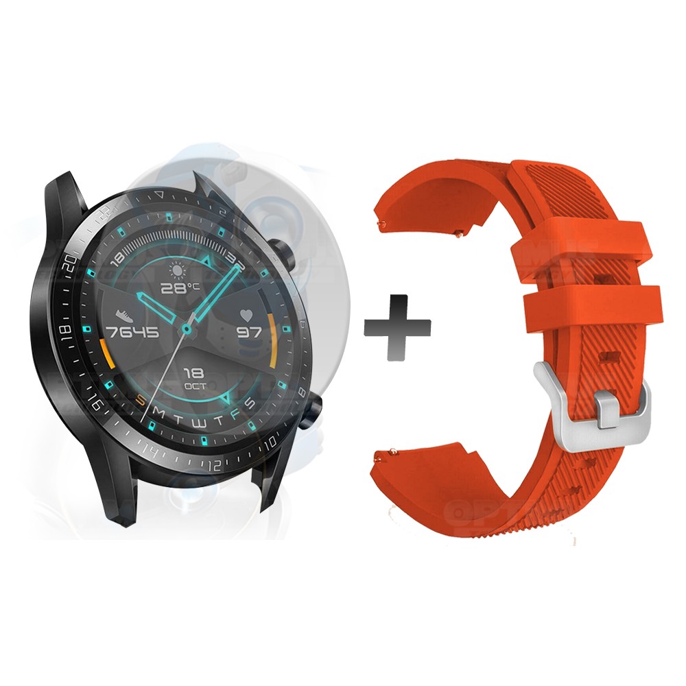 Kit Correa Pulso Manilla de Goma Y Vidrio Templado Huawei Gt 2 46mm | OPTIMUS TECHNOLOGY™ | CRRY-VTP-HW-GT2-46 |