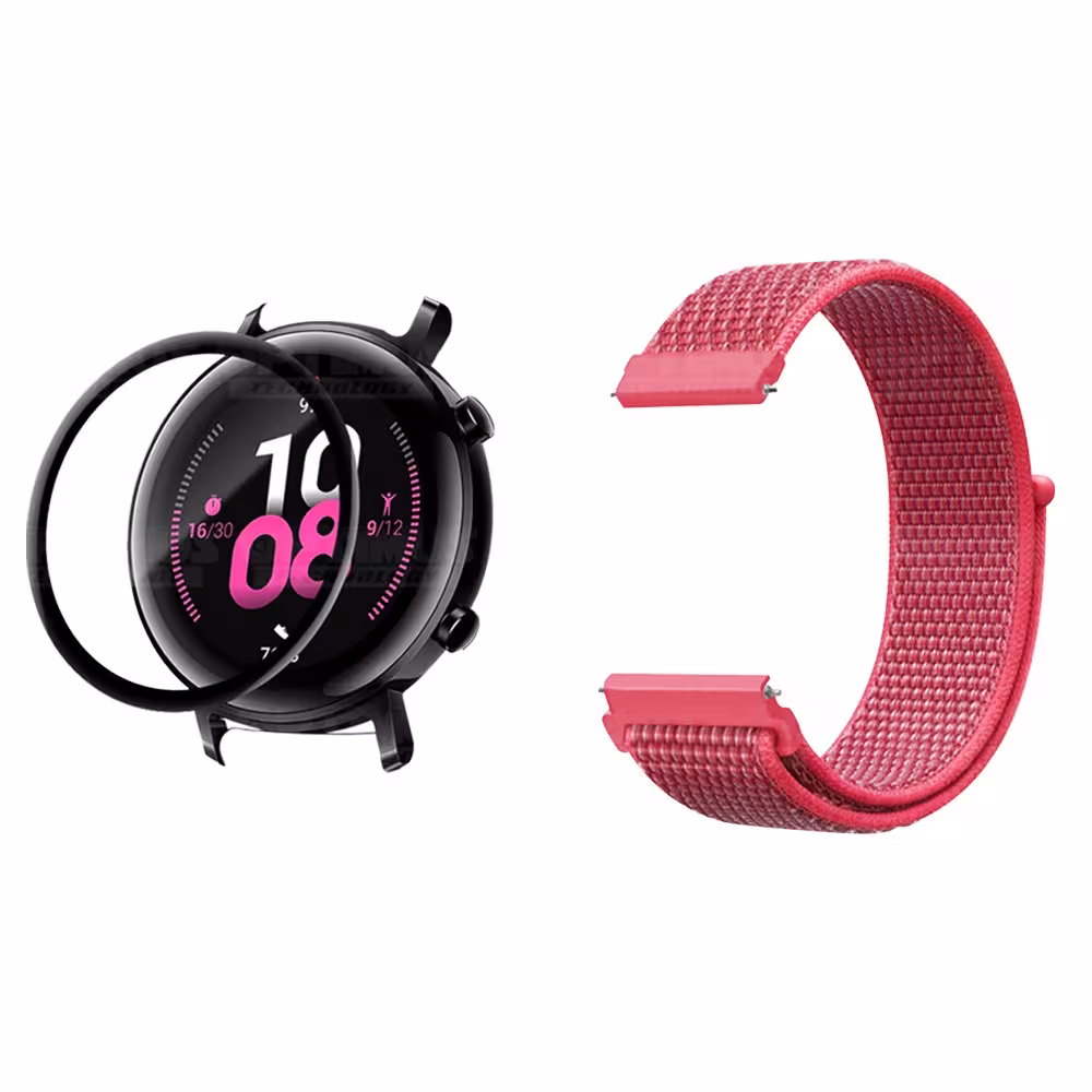 KIT Correa tipo velcro y Vidrio templado cerámico para Reloj Smartwatch Huawei GT2 42mm OPTIMUS TECHNOLOGY™ - 1