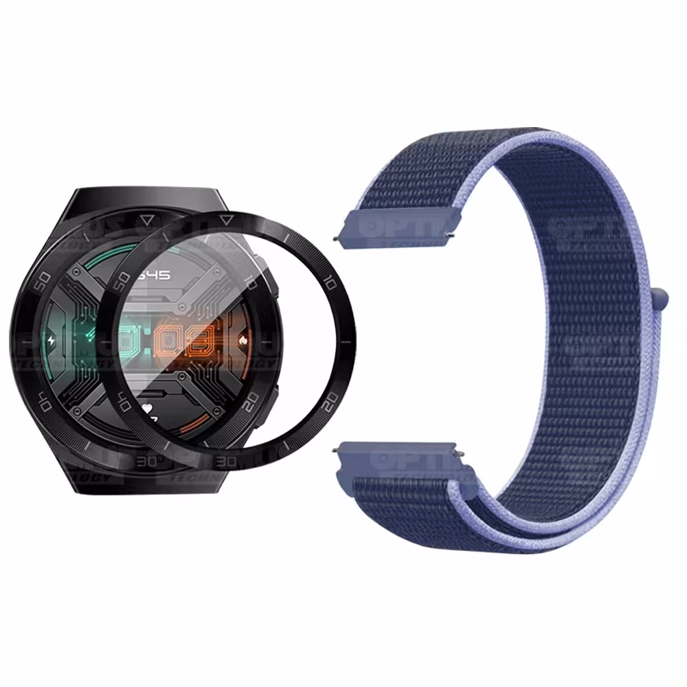 KIT Correa tipo velcro y Vidrio templado cerámico para Reloj Smartwatch Huawei GT 2E 46mm OPTIMUS TECHNOLOGY™ - 5