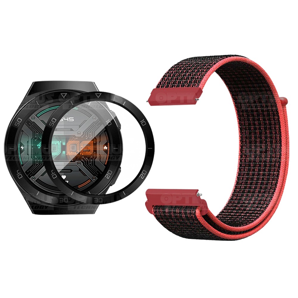 KIT Correa tipo velcro y Vidrio templado cerámico para Reloj Smartwatch Huawei GT 2E 46mm OPTIMUS TECHNOLOGY™ - 13