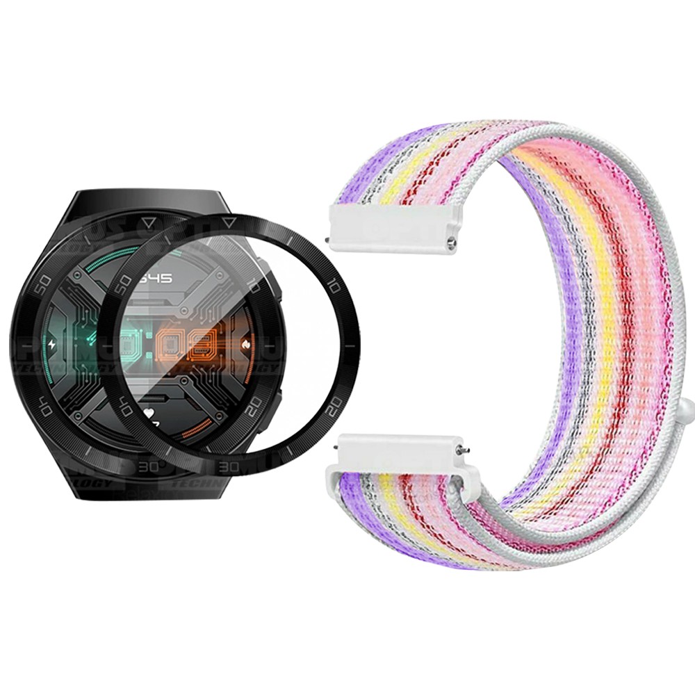 KIT Correa tipo velcro y Vidrio templado cerámico para Reloj Smartwatch Huawei GT 2E 46mm OPTIMUS TECHNOLOGY™ - 25