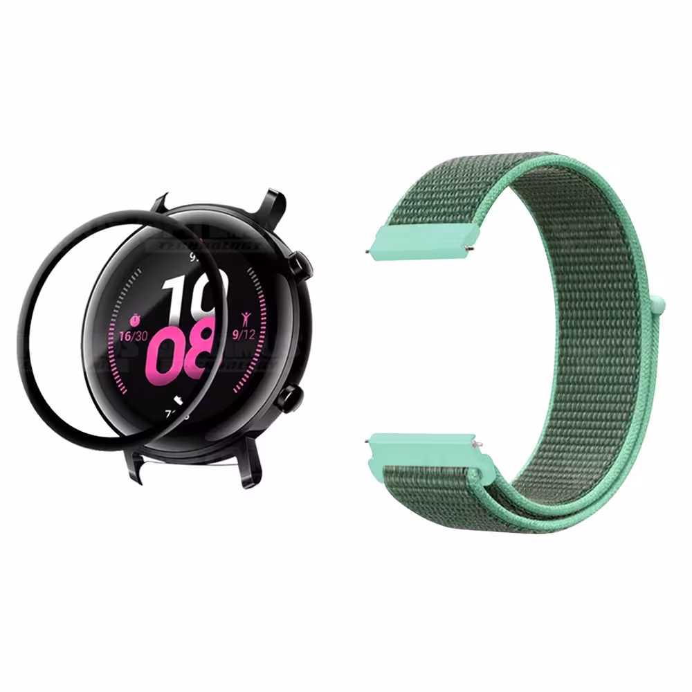 KIT Correa tipo velcro y Vidrio templado cerámico para Reloj Smartwatch Huawei GT2 42mm OPTIMUS TECHNOLOGY™ - 25