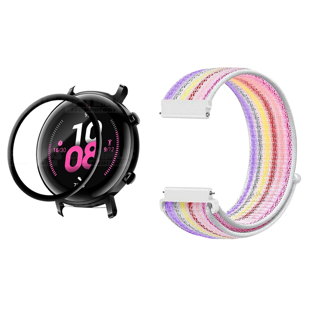 KIT Correa tipo velcro y Vidrio templado cerámico para Reloj Smartwatch Huawei GT2 42mm OPTIMUS TECHNOLOGY™ - 21