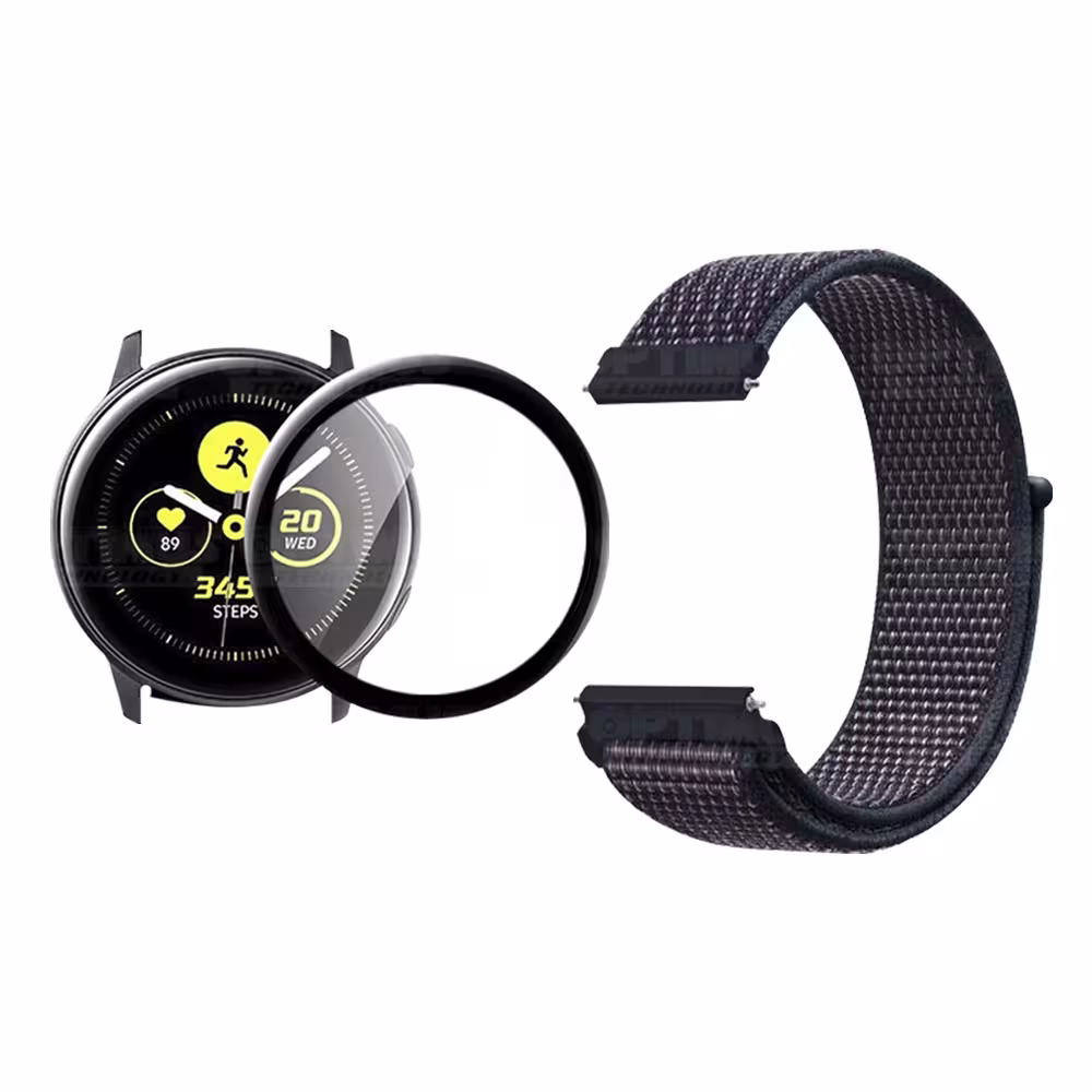 KIT Correa tipo velcro y Vidrio templado cerámico para Reloj Smartwatch Samsung Galaxy Active 40mm OPTIMUS TECHNOLOGY™ - 45